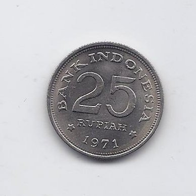 INDONEZIJA 25 RUPIAH 1971 KM # 34 XF/AU 1