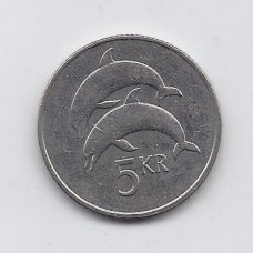 ISLANDIJA 5 KRONUR 1992 KM # 28 VF