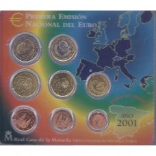 ISPANIJA 2001 m. Oficialus euro monetų rinkinys