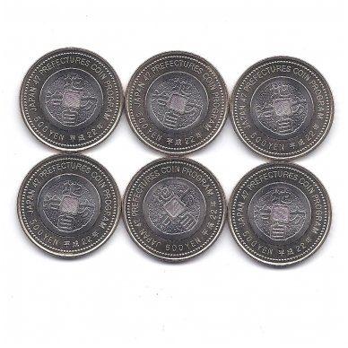 JAPAN 6 X 500 YEN 2010 KM # 159, 161, 163, 165, 167, 169 UNC PREFECTURES 1