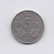 CANADA 5 CENTS 1922 KM # 29 VF