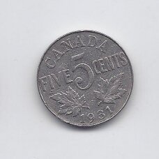 CANADA 5 CENTS 1931 KM # 29 VF