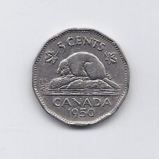 CANADA 5 CENTS 1950 KM # 42 VF