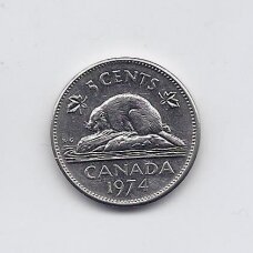 CANADA 5 CENTS 1974 KM # 60.1 VF/XF