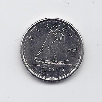 CANADA 10 CENTS 2008 KM # 492 XF