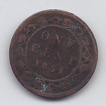 CANADA 1 CENT 1859 KM # 1 F