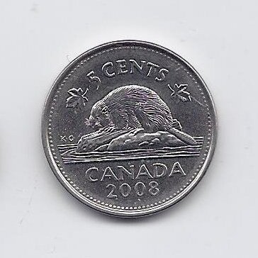 CANADA 5 CENTS 2008 KM # 491 XF