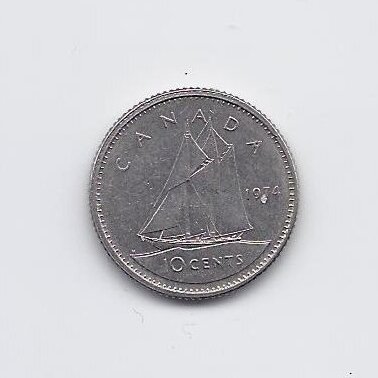 CANADA 10 CENTS 1974 KM # 77 VF