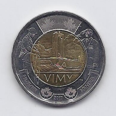 KANADA 2 DOLLARS 2017 KM # 2325 UNC Vimy Ridge mūšis