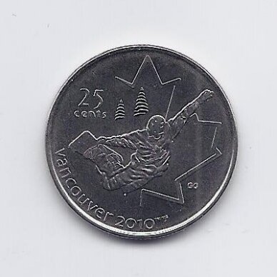 CANADA 25 CENTS 2008 KM # 768 UNC Snowboarding