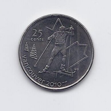 CANADA 25 CENTS 2009 KM # 840 UNC Cross Country skiing