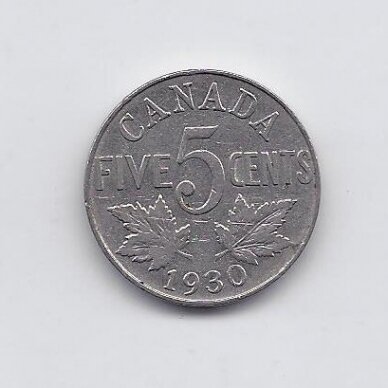 KANADA 5 CENTS 1930 KM # 29 VF