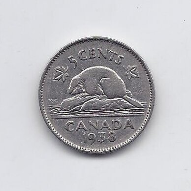 CANADA 5 CENTS 1938 KM # 33 VF