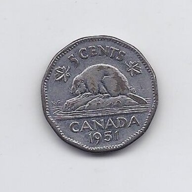 CANADA 5 CENTS 1951 KM # 42a VF/XF