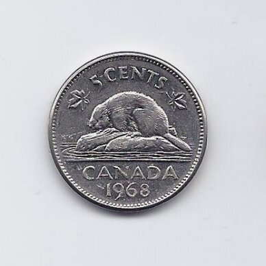 KANADA 5 CENTS 1968 KM # 60.1 VF