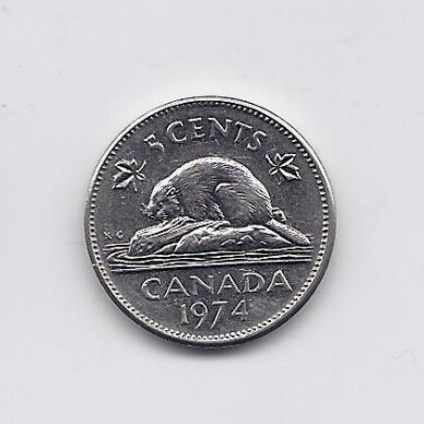 CANADA 5 CENTS 1974 KM # 60.1 VF/XF