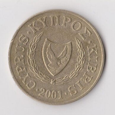 CYPRUS 20 CENTS 2001 KM # 62.2 VF 1