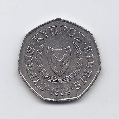 CYPRUS 50 CENTS 1994 KM # 66 VF 1