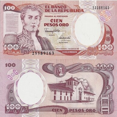 KOLUMBIJA 100 PESOS ORO 1991 P # 426A UNC