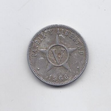 CUBA 5 CENTAVOS 1966 KM # 34 F