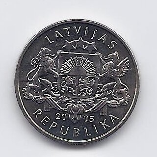 LATVIJA 1 LATS 2005 KM # 66 UNC Riestainis 1