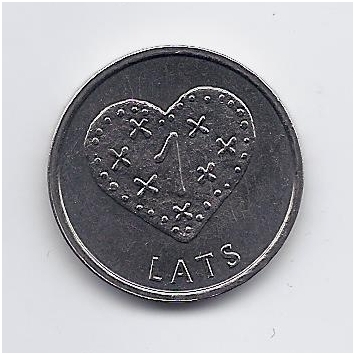 LATVIA 1 LATS 2011 KM # 127 UNC GINGERBREAD HEART