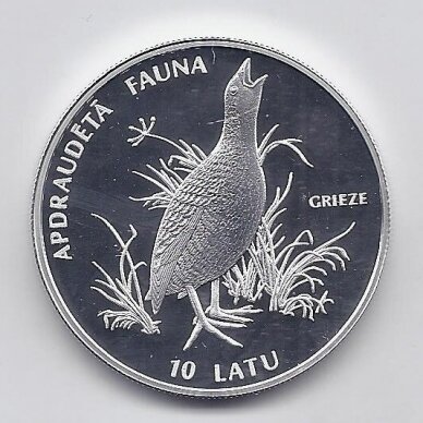 LATVIA 10 LATU 1996 KM # 33 PROOF Corncrake