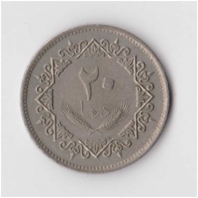 LIBYA 20 DIRHAMS 1975 KM # 15 VF