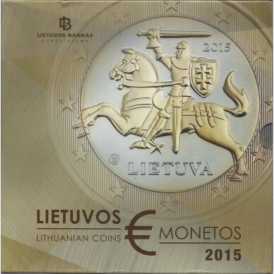 LIETUVA 2015 m. oficialus bankinis PROOF euro monetų rinkinys