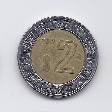 MEXICO 2 PESOS 2012 KM # 604 VF