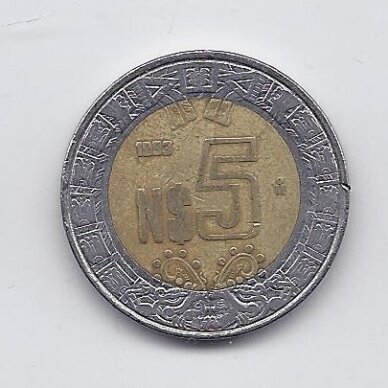 MEXICO 5 PESOS 1993 KM # 552 VF