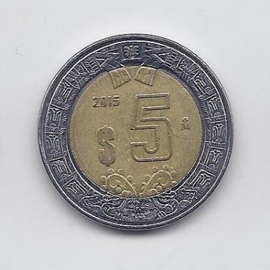 MEKSIKA 5 PESOS 2015 KM # 605 VF