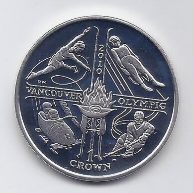 ISLE OF MAN 1 CROWN 2010 KM # 1412.1 PROOF Vancouver Olympic