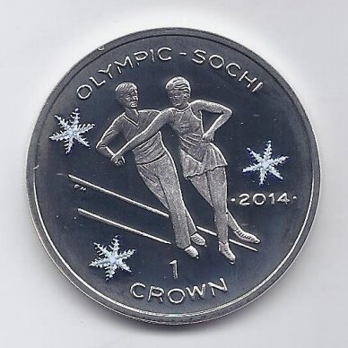 ISLE OF MAN 1 CROWN 2013 KM # 1547.1 PROOF Figure Skating