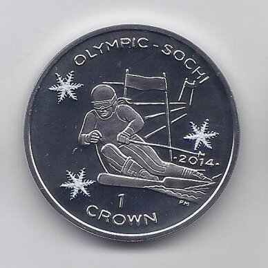 ISLE OF MAN 1 CROWN 2013 KM # 1548.2a PROOF Winter Olympics Sochi