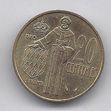 MONACO 20 CENTIMES 1979 KM # 143 XF