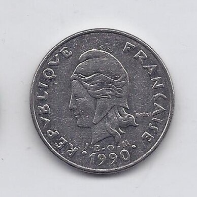 NAUJOJI KALEDONIJA 20 FRANCS 1990 KM # 12 VF 1