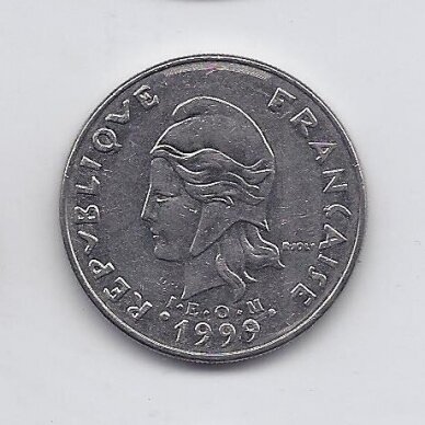 NAUJOJI KALEDONIJA 20 FRANCS 1999 KM # 12 VF 1