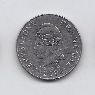 NAUJOJI KALEDONIJA 20 FRANCS 2008 KM # 12a VF 1