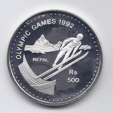 NEPALAS 500 RUPEES 1992 KM # 1071 PROOF Šuoliai su slidėmis (su dėmelėmis)