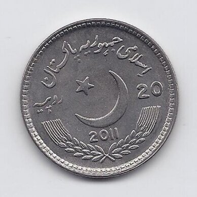 PAKISTANAS 20 RUPEES 2011 KM # 72 AU Koledžo 150-metis 1