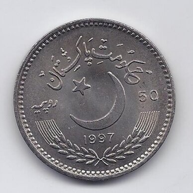 PAKISTAN 50 RUPEES 1997 KM # 60 AU 50 Years of Independence 1