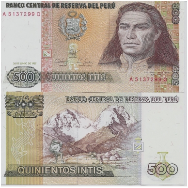 PERU 500 INTIS 1987 P # 134b UNC