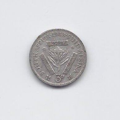 SOUTH AFRICA 3 PENCE 1943 KM # 26 F