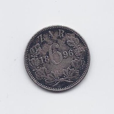 SOUTH AFRICA 6 PENCE 1896 KM # 4 F