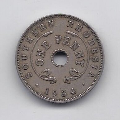 SOUTHERN RHODESIA 1 PENNY 1934 KM # 7 VF