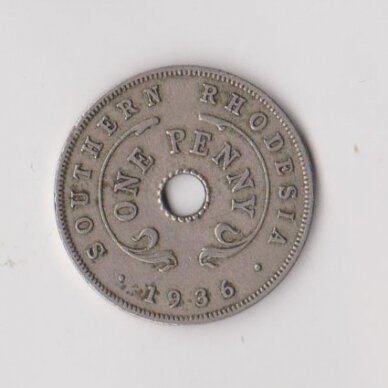 SOUTHERN RHODESIA 1 PENNY 1936 KM # 7 VF