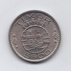 PORTUGUESE TIMOR 5 ESCUDOS 1970 KM # 21 AU