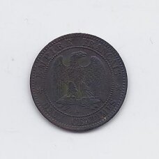 PRANCŪZIJA 2 CENTIMES 1855 A KM # 776.1 VF