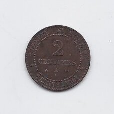 PRANCŪZIJA 2 CENTIMES 1879 A KM # 827.1 VF